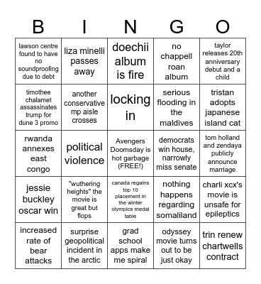 2026 Bingo Card