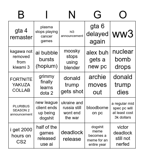 2026 bingo Card