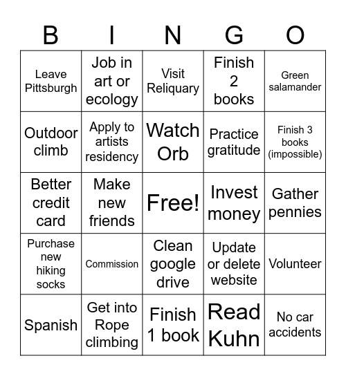 2026 Bingo Card
