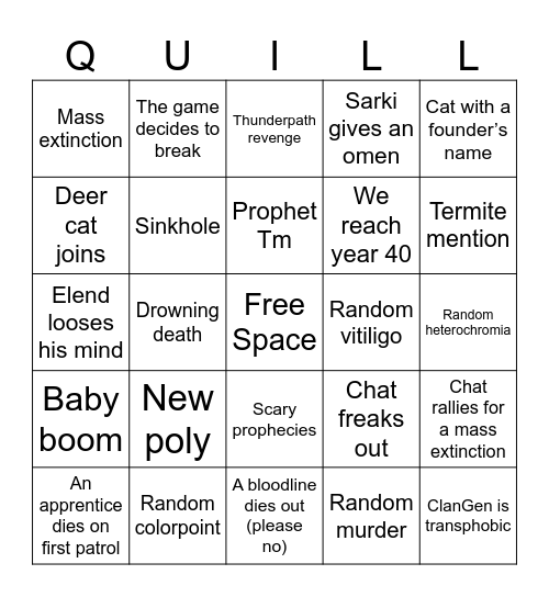 2026 QuillClan Bingo Card