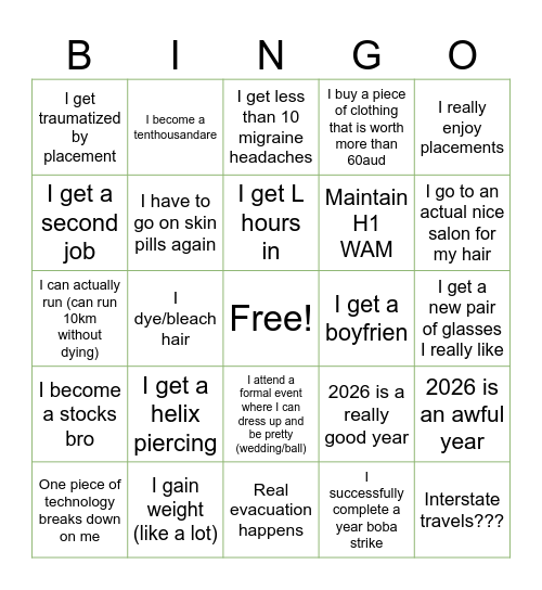 2026 Bingo Card