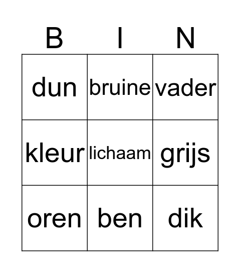 Bingo Zebra 4.1 Bingo Card