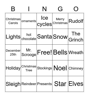 CHRISTMAS BINGO Card