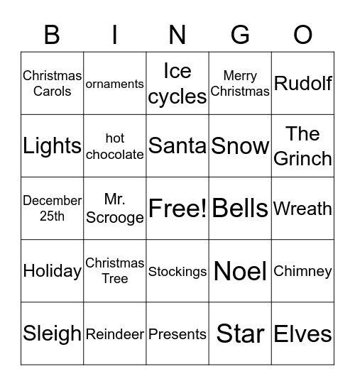 CHRISTMAS BINGO Card
