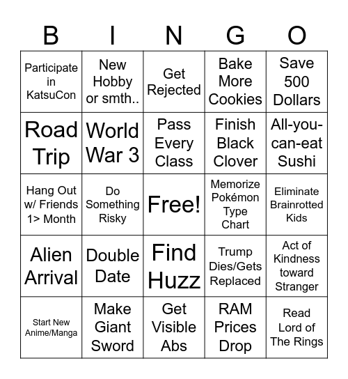 2026 Bingo Card