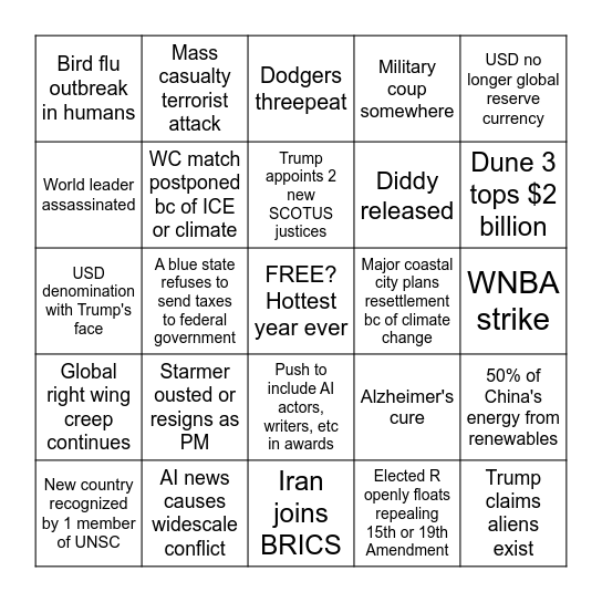 2026 Bingo Card