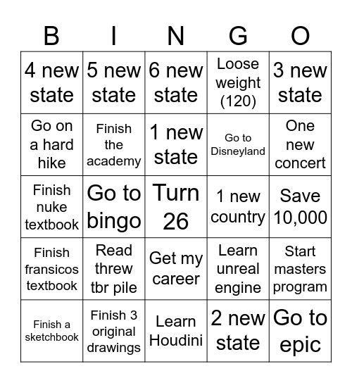 2026 Bingo Card