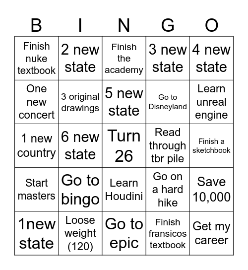 2026 Bingo Card