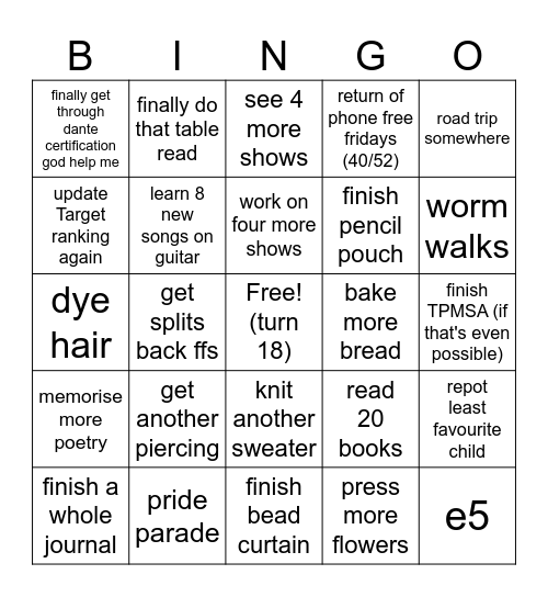 2026 bingo Card