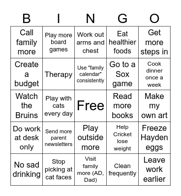 Resolution Bingo 2026 Bingo Card