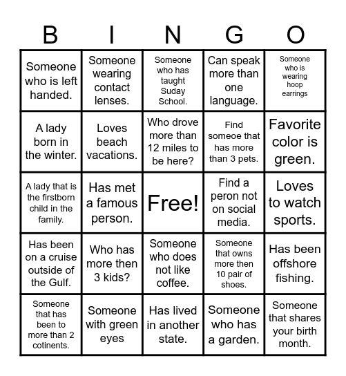 Get to know your retreat friends! Bingo Card