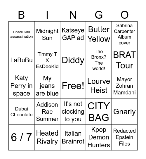 2025 Bingo Card