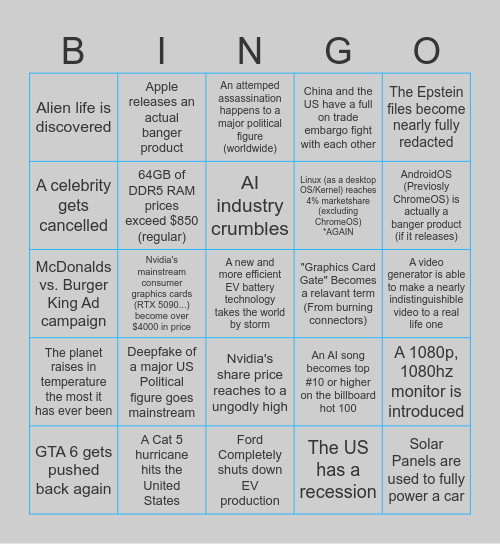 2026 BINGO Card