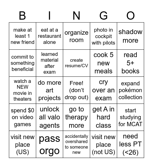 2026 Bingo Card