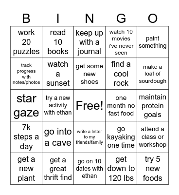 McKenzie’s 2026 Bingo Card
