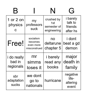 evil bingo Card