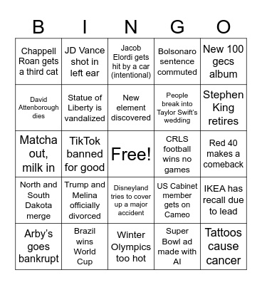 2026 Bingo Card