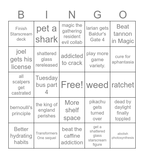 Levi 2026 Bingo Card