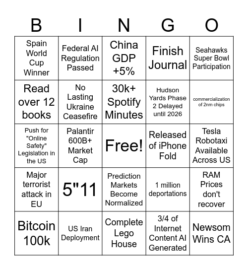 2026 Bingo Card