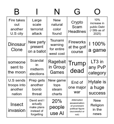 2026 Bingo Card
