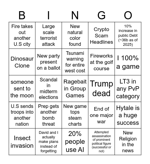 2026 Bingo Card