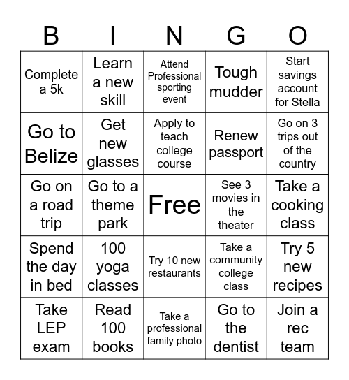 Steff’s 2026 Bingo Card Bingo Card