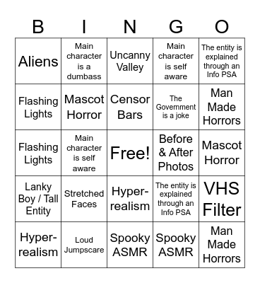 analogue horror bingo Card