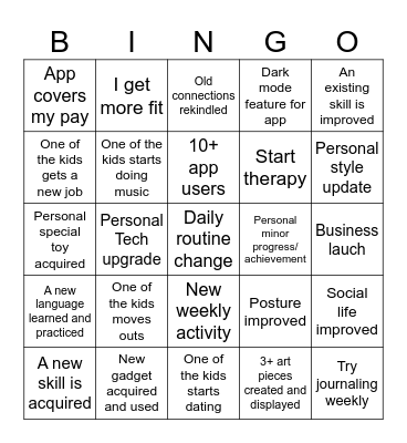 2026 Personal Bingo Card