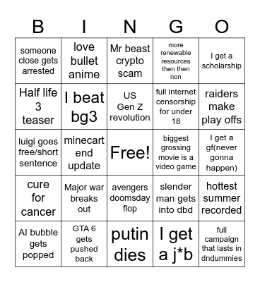 2026 Bingo Card