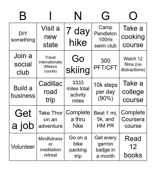 2026 Bingo Card