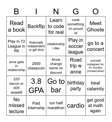 2026 Bingo Card