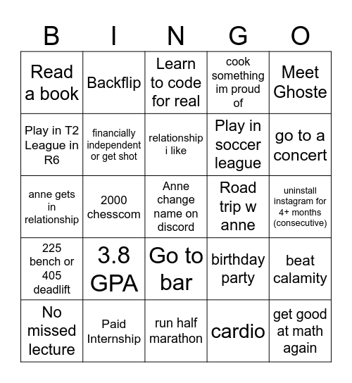2026 Bingo Card