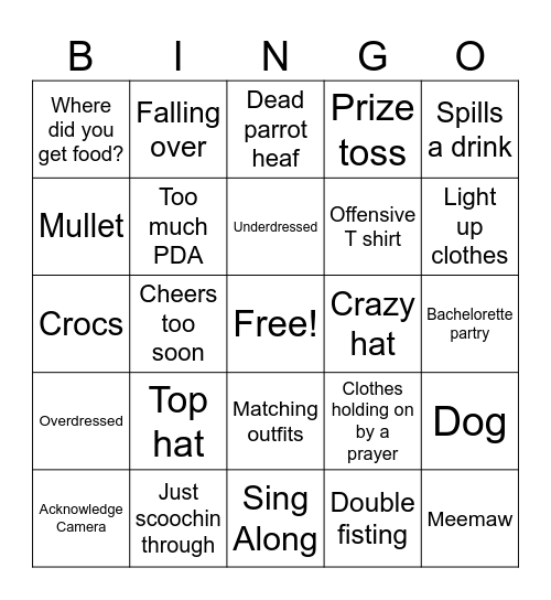 Sloppy New Years Bingo Card
