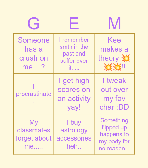 Gemini's Bingo 2026!!! Bingo Card