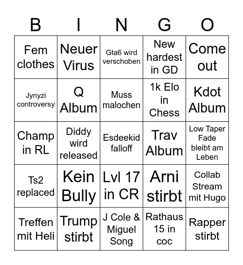 2026 Bingo Card