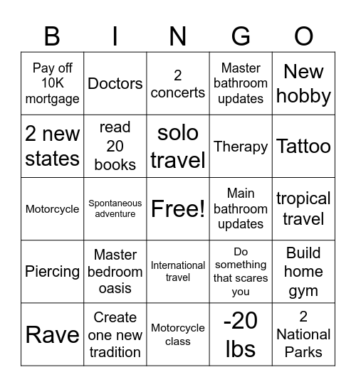 2026 Bingo Card Bingo Card