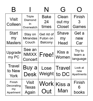 New Year Bingo Card