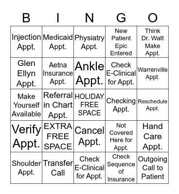 HOLIDAY FUN Bingo Card