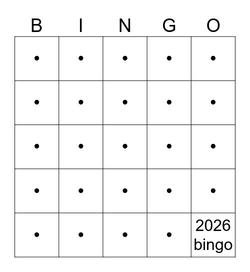 2026 Bingo Card