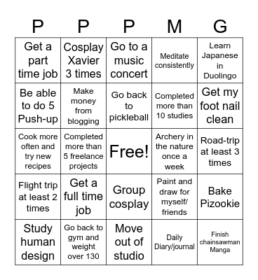 Cyn’s 2026 Bingo Card