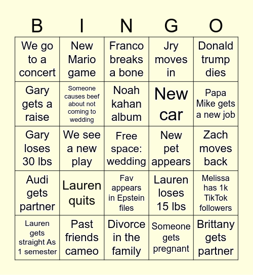 2026 bingo card Bingo Card