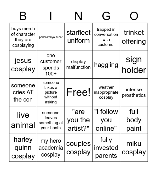 convention bingo Card