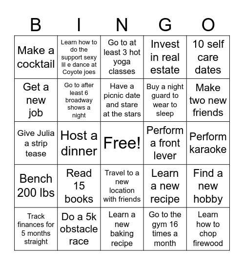 Andrew Bingo Card
