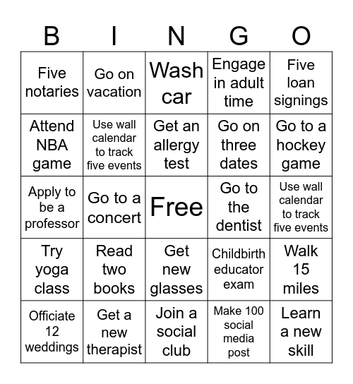 Tracy’s 2026 Bingo Card Bingo Card