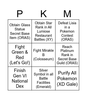 Pokemon 2026 Bingo Card