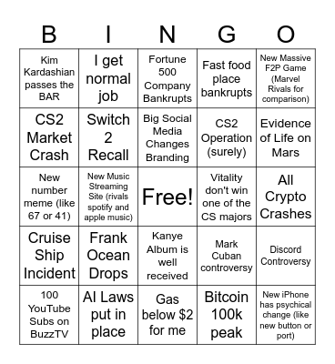 2026 Bingo Card Bingo Card