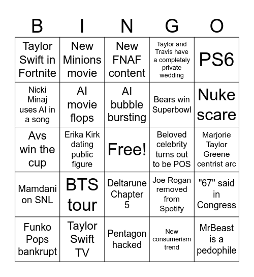 2026 Bingo Card