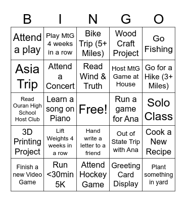 2026 Bingo Card