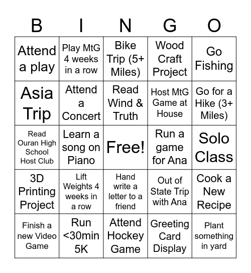 2026 Bingo Card