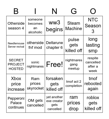 2026 bingo Card